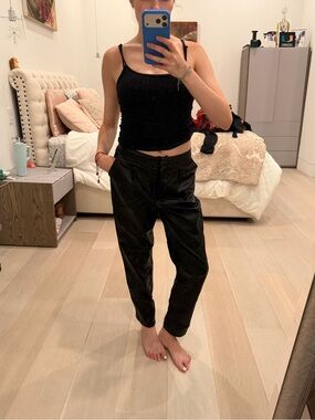 New Look Black Vegan Leather High-Waist Trousers